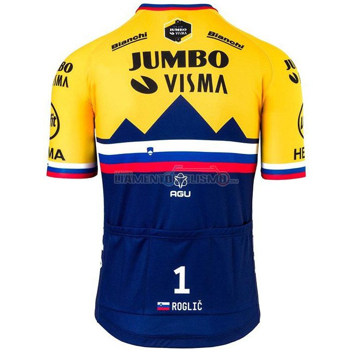 Abbigliamento Ciclismo Jumbo Visma Manica Corta 2020 Giallo Blu